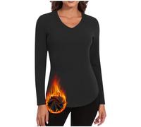 Thermal Tops Womens Long Sleeved Warm Underwear Square Neck Base Layers Autumn Winter Soft Comfy Pullover Shirts Ladies Velvet Jumper Solid Color Fleece Plush Thick Tshirts