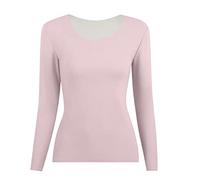 Thermal Tops Womens V Neck Soft Stretchy Base Layers Fleece Lined Long Sleeve Pullover Top Women Thermal Underwear Shirt Winter Warm Wear Pink