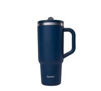 QWETCH Insulated Travel Cup 900 ml Leakproof with Folding Straw - Insulated Recycled Stainless Steel Mug with Handle - Keeps 48 Hours Ice / 12 Hours Cold - Insulated Tumbler - Bottle Compatible with