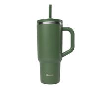 QWETCH Insulated Travel Cup 900 ml Leakproof with Folding Straw - Insulated Recycled Stainless Steel Mug with Handle - Keeps 48 Hours Ice / 12 Hours Cold - Insulated Tumbler - Bottle Compatible with