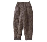 Thermal Trousers Women's Winter Lined Cotton Trousers with Checked Patchwork Winter Trousers Warm Thick Leisure Trousers Windproof Thermal Outdoor Trousers Work Trousers Baggy Comfortable House