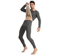 Thermal Underwear Men's Merino Wool - Two Piece Men's Winter Elegant Long Inner Fleece Functional Underwear Crew Neck Thermal Shirt and Thermal Leggings Set Winter Tracksuits Top 2 Pieces, darkgray, M