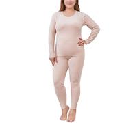 Thermal Underwear Set, Ladies Plus Size Thermal Top Bottom Women Winter Warm Long Sleeve T Shirt Long Johns for Ladies, Winter Warm Base Layer Tops & Leggings for Daily Wear,Skin,XXL