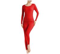 Thermal Underwear Women Long Johns Womens Thermal Underwear Sets Solid Ultra Soft Base Layer Top and Leggings Ladies Winter Warm Ultra Thick Fleece Lining Underwear Set for Cold Weather Daily Red