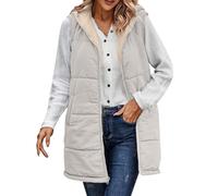 Thermal Vest Fleece Lined Women, Women'S Gilets Plus Size, Comfortable Hooded Coat, Loose Fit Sleeveless Jackets With Pockets Casual Cotton Vests Coat Thermal Gilet For Go Out