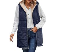 Thermal Vest Fleece Lined Women, Women'S Gilets Plus Size, Comfortable Hooded Coat, Loose Fit Sleeveless Jackets With Pockets Casual Cotton Vests Coat Thermal Gilet For Go Out