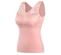 Thermal Vests Ladies UK Clearance,Women Thermal Underwear Seamless Vest Base Layer V Neck Fleece Gilet Sleeveless Tank Top Lace Camisole Tee Shirt Heat Holder Autumn Winter Warm Vest Tops