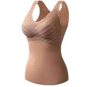 Thermal Vests Ladies UK Clearance, Women's Seamless Base Layer V-Neck Fleece Gilet Sleeveless Tank Top Lace Camisole Tee Shirt Heat Holder Autumn Winter Warm Vest Tops