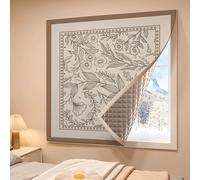 Thermal Window Cover for Winter, Thickened Insulated Window Cover Sunshade, with Adhesive Strip, for Home RV Patio Attic(Brown,180x140cm/71x55in)