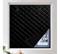 Thermal Window Cover for Winter, W 28 30 35 39 47 51 63 71in Insulated Window Cover with Hook & Loop, 3 Layer Heat Blocking Insulation Kit for Windows RV Bedroom(Black,W75xH130cm)