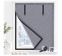 Thermal Window Cover, Quilted Window Insulation Cover for Winter, Blackout Draught Excluder, Removable Hook and Loop Roll Up Curtain for Bedroom Caravan Home(Gray,110x270cm)