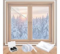 Thermal Window Insulation Kit for Winter, Transparent Film 180㎛ Thickness, Reusable Plastic Windows Wrap, Window Seal Film Winterizing for Easy to Open for Ventilation(White,W51cm X H160cm)