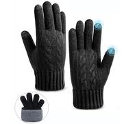 Thermal Winter Gloves for Men & Women, Thickened Warm Knit Gloves with Soft Lining, Black