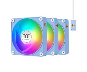 Thermaltake CT140 EX ARGB Reverse PC Cooling Fan HydrangeaBlue 3-Fan Pack, Magnetic Connection, 5V Motherboard Sync, 16.8 Million Colors 9 Addressable LEDs,140 mm Case/Radiator Fan,CL-F199-PL14BU-A