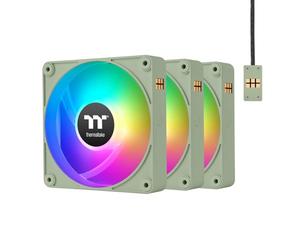 Thermaltake CT140 EX ARGB Reverse PC Cooling Fan Matcha Green 3-Fan Pack, Magnetic Connection, 5V Motherboard Sync, 16.8 Million Colors 9 Addressable LEDs, 140 mm Case/Radiator Fan 199-PL14MG-A