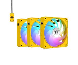 Thermaltake CT140 EX ARGB Sync PC Cooling Fan 3 Pack, PWM 500~1800 RPM, 5V Motherboard Sync, 16.8 Million Colors 9 LEDs, MagForce 2.0 Connectors, Hydraulic Bearing, Bumblebee 217-PL14GS-A