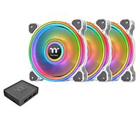 Thermaltake Riing Quad 120mm 16.8 Million RGB Color (Alexa, Razer Chroma) Software Enabled 4 Light Rings 54 Addressable LED 9 Blades Hydraulic Bearing White Case/Radiator Fan, 3 Pack 100-PL12SW-B