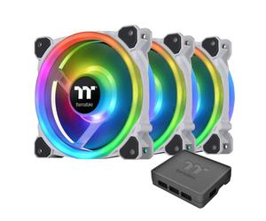 Thermaltake Riing Trio 12 RGB White TT Premium Edition - 3 Pack, 120mm, 3 Independent 16.8 Million Color LED Ring Design, Featuring 30 addressable LEDs, Case/Radiator Fan 126-PL12SW-A