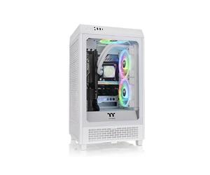 Thermaltake Tower 200 Snow/Mini-ITX Computer Case/ 2x140mm Pre-Installed White CT140 Fans/White/ 3 Year Warranty