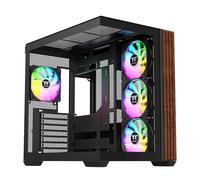 Thermaltake View 380 WS ARGB; Mid Tower Chassis; Side Wood Trim; 4x120mm ARGB Lite Fans Included; 415mm GPU Clearance; Dual Chamber; ATX/mATX/mITX; Hidden Connector Support; Black; CA-1Z2-00M1WN-WS