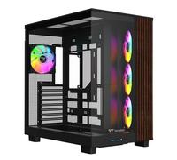 Thermaltake View 380 XL WS ARGB; Mid Tower Chassis; Side Wood Trim; 4x120mm ARGB Lite Fans Included; 420mm GPU Clearance; ATX/mATX/mITX; Hidden Connector Support; Dual Chamber; Black; CA-11E-00M1WN-WS