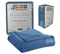 Thermee All Seasons Lightweight Sheet Blanket, Machine Wash & Dry, No Pilling, 100% Micro Flannel Polyester, Country Blue, Full/Queen