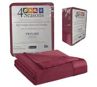 Thermee Micro Flannel Twin-Size All Seasons Lightweight Sheet Blanket, Machine Wash & Dry, No Pilling, 84Lx72W, Burgundy