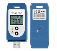 ThermElc TE-02 Pro Blue Temperature Data Logger Auto PDF/CSV Report, Compare Multi-Devices Data, Monitor Fridge Freezer with Calibration Certificate-Temperature Recorder Compliant 21CFR part 11