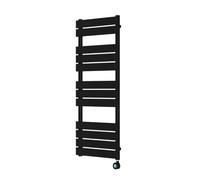 Thermio Designer Heated Towel Rails - Modern Electric Flat Panel With 700W Liquid Filled Wall Mounted Thermostat Rail Towel Warmer For Bathroom Kitchen in Matt Black Finish