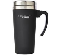 Thermo Cafe 420 ml Plastic and Stainless Steel Soft Touch Travel Mug, Black Travel Mug 400ml, Stainless Steel, Soft Touch Black, 1 Count (Pack of 1)
