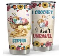 Thermo Cup 590ml Insulated Travel Mug Eco-Friendly Tea Cup for Sister Mom Birthday Personalized Tumbler for Crochet Lover with Customize Name