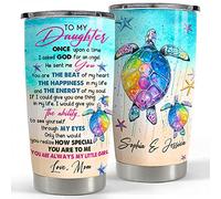 Thermo Cups with Straw and Lid Skinny Tumbler Stainless Steel Tumbler for Birthday Mom Sister 590 Ml Personalized Sea Turtle Tumbler Daughter Gifts