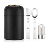 Thermo Food Flask, Double Walled Vacuum Soup Flask, 500ML Portable Insulated Lunch Container with Foldable Fork and Spoon Leak Proof Food Flasks for Taking Homemade Soup for Work/Camping/Road Trips