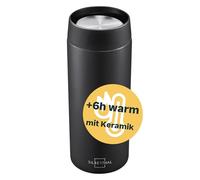 Thermo mug 350ml stainless steel - leak-proof coffee mug to go with ceramic - Thermo mug ceramic - Coffee cup in black - Up to 6h warm and 12h cold