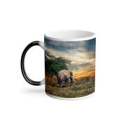 Thermo-Reactive Magic Mug - African Elephant in the Savannah Face Sun Layer - 325 ml