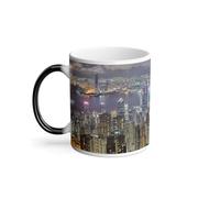 Thermo-Reactive Mug Magic Mug - Hong Kong City Night Scratchers Sky Decoration Skyline Panorama - 325 ml