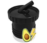 Thermo Stopper Replacement, Color Black - 1 Pack + 2 Stickers - Pouring Spout Spare Universal Lid to Classic Vacuum Insulated Wide Mouth Bottle - Pico Cebador para Yerba Mate, Regular