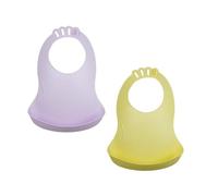 Thermobaby - Set of 2 BIBOU bibs - Made in France - Waterproof bibs with catcher - Adjustable and easy to clean - Soft material (Lilac & Lemon)