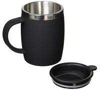 ThermoCafé by Thermos 105102 Desk Mug, Stainless Steel/Plastic, Soft Touch Black, 14 x 9 x 12 cm, 1 Count (Pack of 1)