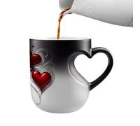 Thermochromatic Mug for Hot Milk 11 ml with Heart Shaped Handle | Thermal Activated Ceramic for Women, Men, Children, Family, Office, Home, Dorm, Apartment
