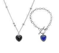 Thermochromic Heart Necklace - 60cm Mood Chain | Alloy Color Changing Pendant, Temperature Sensitive Heart Jewelry For Birthday Gift Aesthetic Hip Hop Accessory
