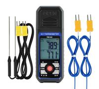 Thermocouple Thermometer, 2-Channel Digital Temperature Data Logger, K Type Thermocouple Thermometer Gauge with 4 Temperature Probes & LightAlarm, K/J Type Switchable, -328~2501℉