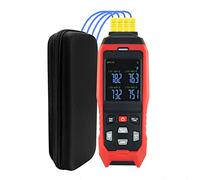 Thermocouple Thermometer Data Logger 4 Channels Digital K Type Thermometer with 5000 Groups Programmable Temperature Recording -200~1372℃ Measuring Range, Audible & Visible Alarm ADJ Compensation