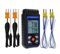 Thermocouple Thermometer HVAC Temperature Meter, Digital Temperature Thermometer with 4 K Type Thermocouple, Dual Channel Temperature Gauge with Alarm & ADJ Compensation (-328~2500℉)