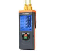 Thermocouple Thermometer Temperature Data Logger, 4 Channels K Type Thermometer with 48,000 Groups Data Records, Temperature Logger with -200~1370°C Measuring Range, Buzzer & Visible Alarm, Date&Time