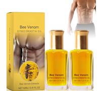 ThermoFirm Bee Venom Gynecomastia Oil with Bee Venom & Jojoba - Massaging Oil for Gynecomastia Improvement, Non Toxic Body Oil for Sculpt, Tighten Skin, Strengthen The Chest Muscles (2 Bottles, 24ML)