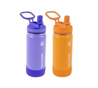 ThermoFlask 16 oz Double Wall Vacuum Insulated Stainless Steel 2-Pack of Water Bottles, Purple/Orange