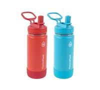 ThermoFlask 16 oz Double Wall Vacuum Insulated Stainless Steel 2-Pack of Water Bottles, Red/Blue