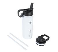 Thermoflask 18 oz Double Wall Vacuum Insulated Stainless Steel Water Bottle with Spout and Straw Lids, White