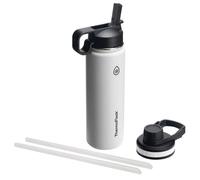 Thermoflask 24 oz Double Wall Vacuum Insulated Stainless Steel Water Bottle with Spout and Straw Lids, White